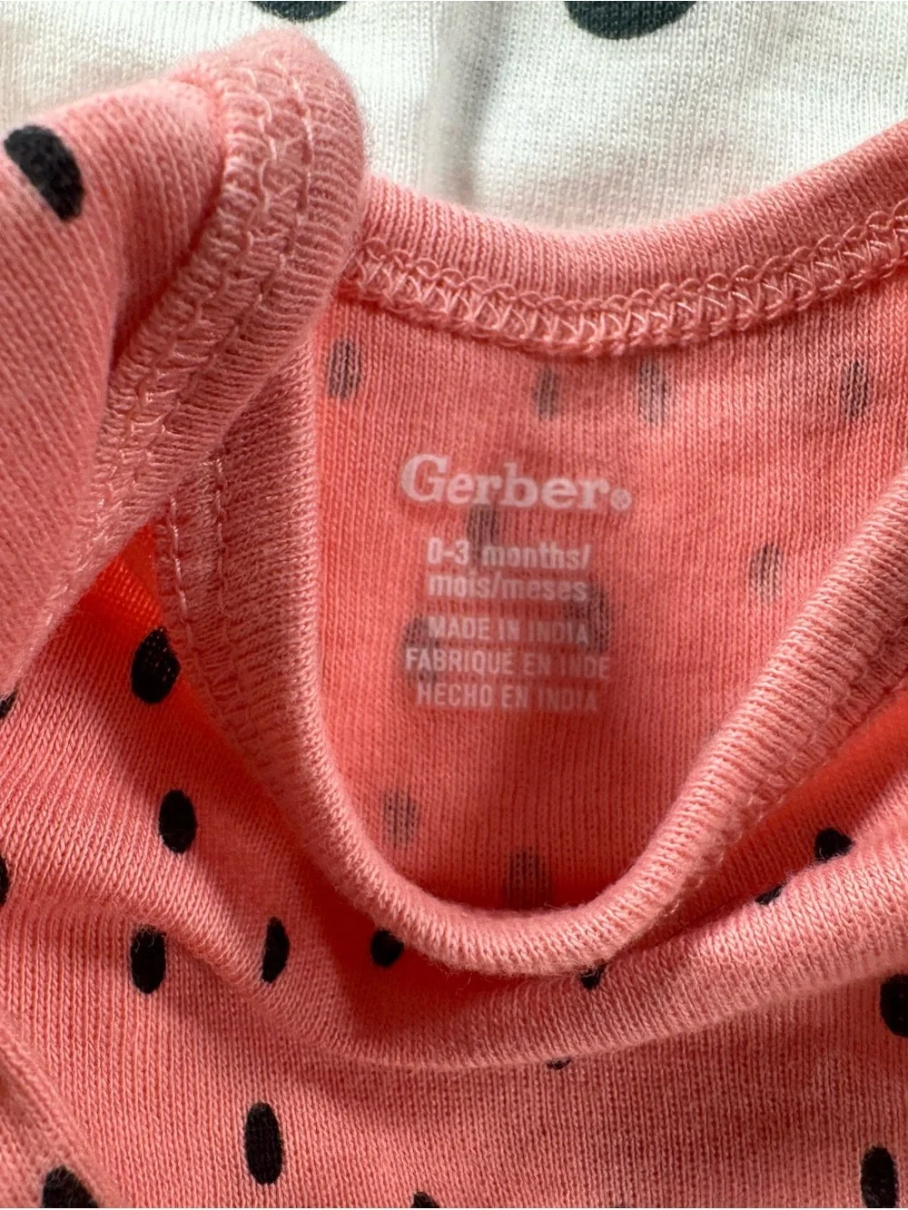 Gerber NNW SET OF 4 Long-Sleeve Onesies - Pink Polka Dot + Neutrals - Picture 2 of 8